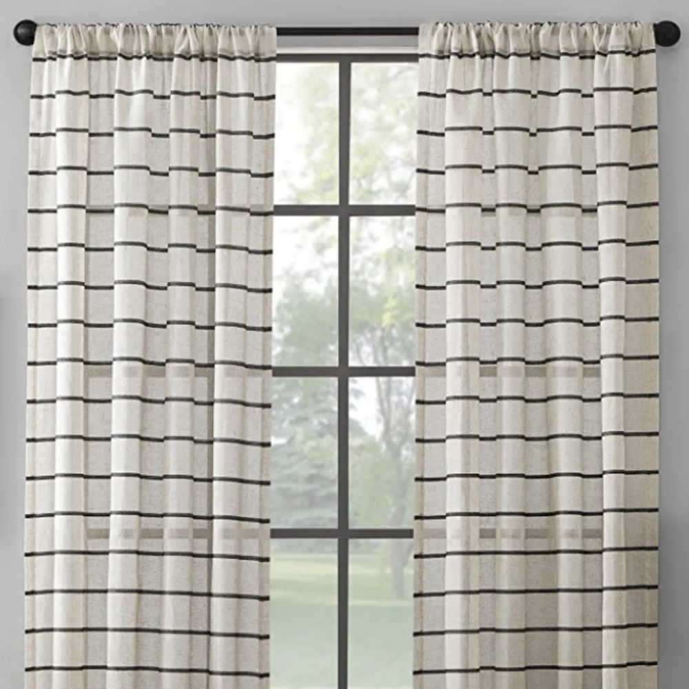 CleanWindow TwillStripe Allergy/Pet Friendly Anti-Dust Sheer Curtain Panel,52-95